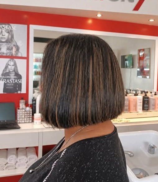 Après : carré net, brushing lisse